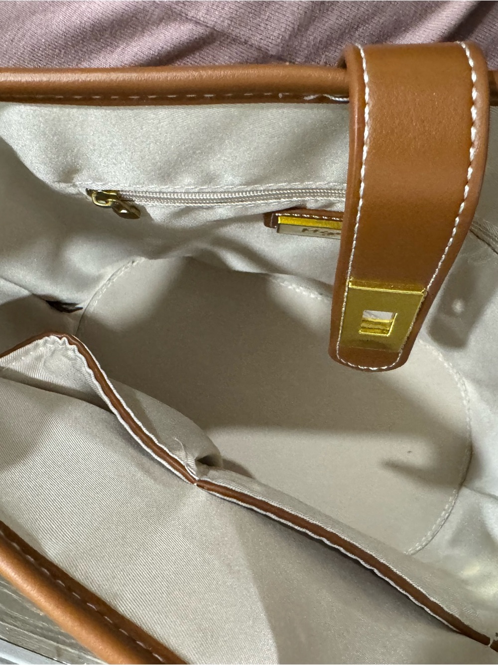 Mystique Boutique Two-Tone Beige & Brown Crossbody Bag - Picture 7 of 10